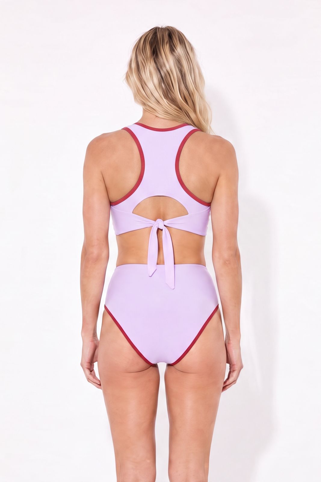 Bikini Bottom High Waist ― Lilac / Red