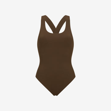 Nerida One Piece Swimsuit Scoop Neck ― Coffee