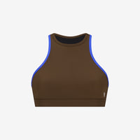 Bikini Top Racerfront Tie ― Coffee / Blue