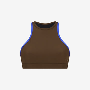 Bikini Top Racerfront Tie ― Coffee / Blue