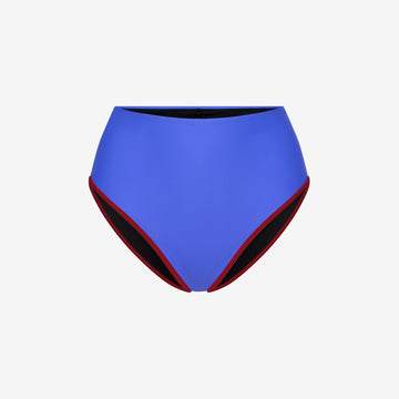 Bikini Bottom High Waist ― Blue / Dark Red