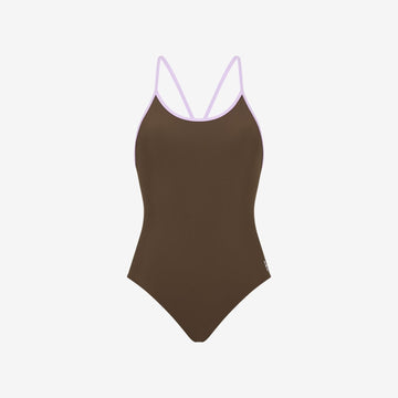 Liberty Racerback Swimsuit ― Coffee / Lilac