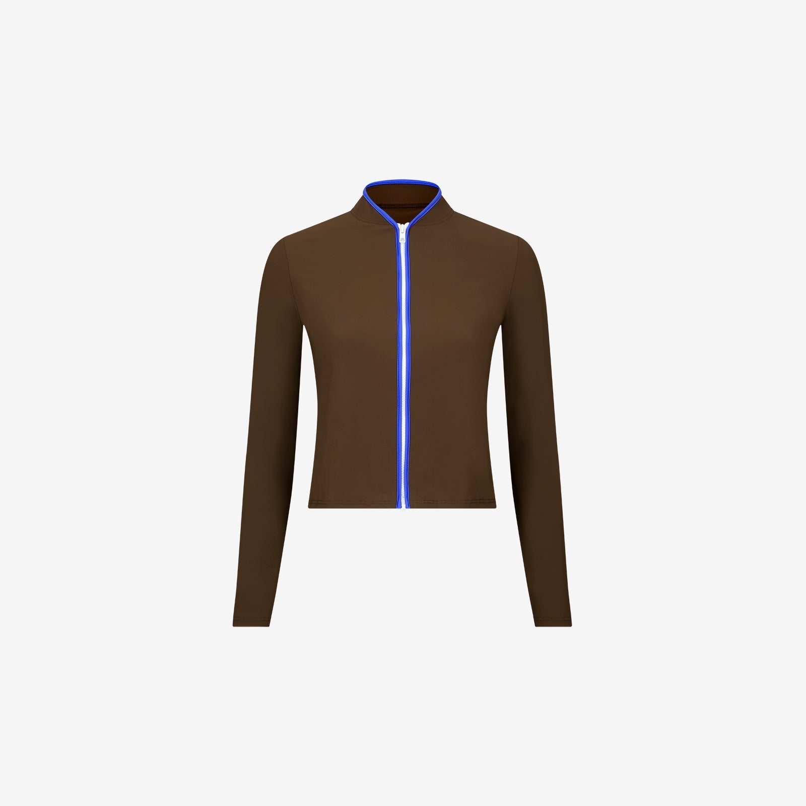 Rash Guard With Zip ― Coffee / Blue