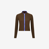 Rash Guard With Zip ― Coffee / Blue