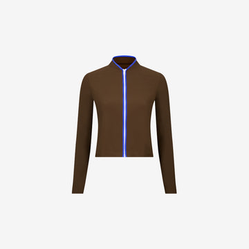 Rash Guard With Zip ― Coffee / Blue