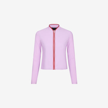 Rash Guard With Zip ― Lilac / Red