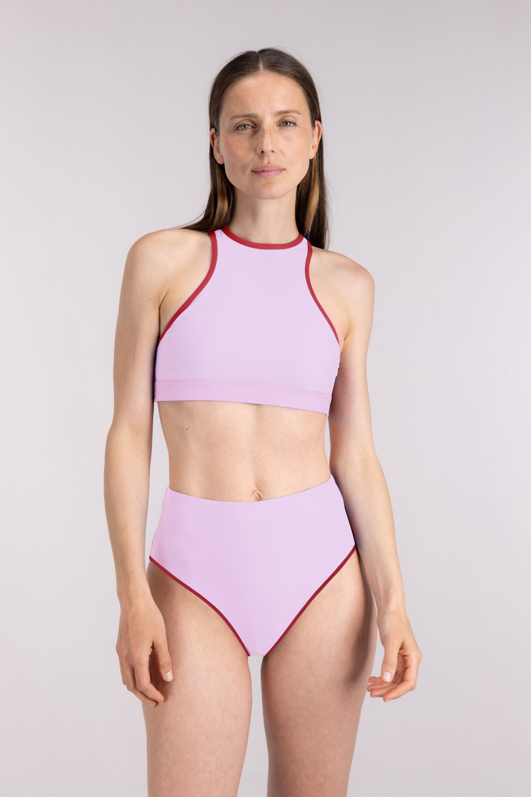 Bikini Bottom High Waist ― Lilac / Red