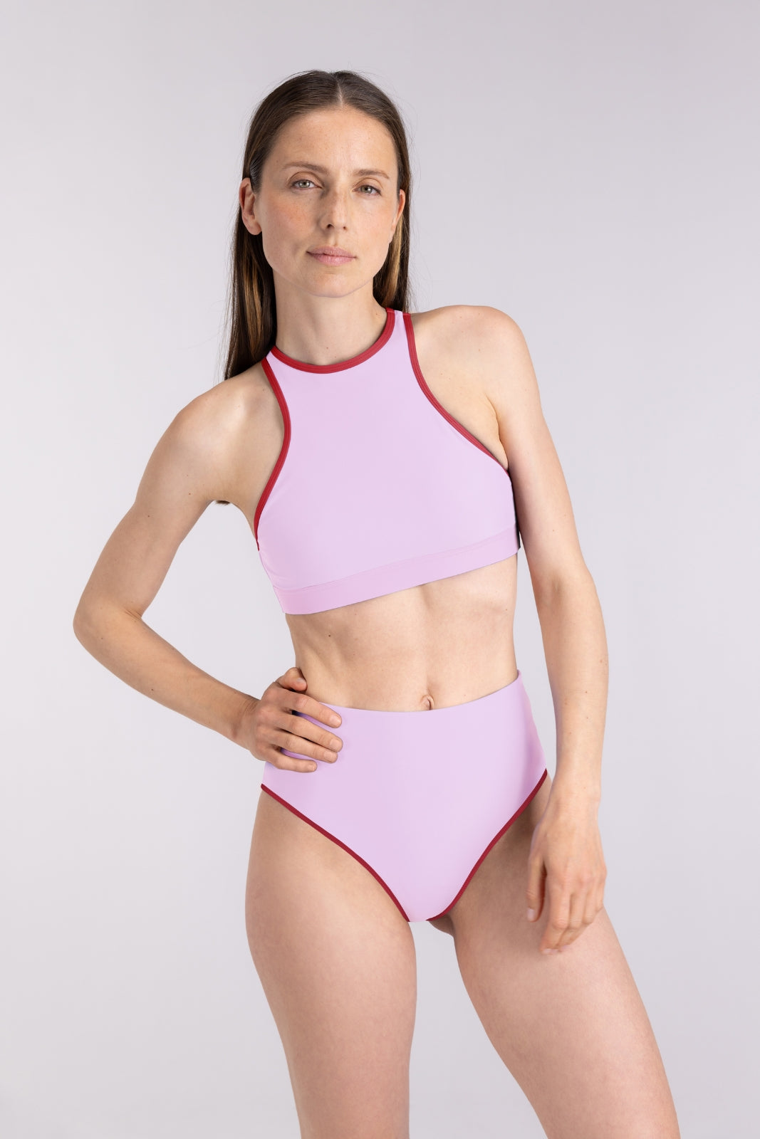 Bikini Bottom High Waist ― Lilac / Red