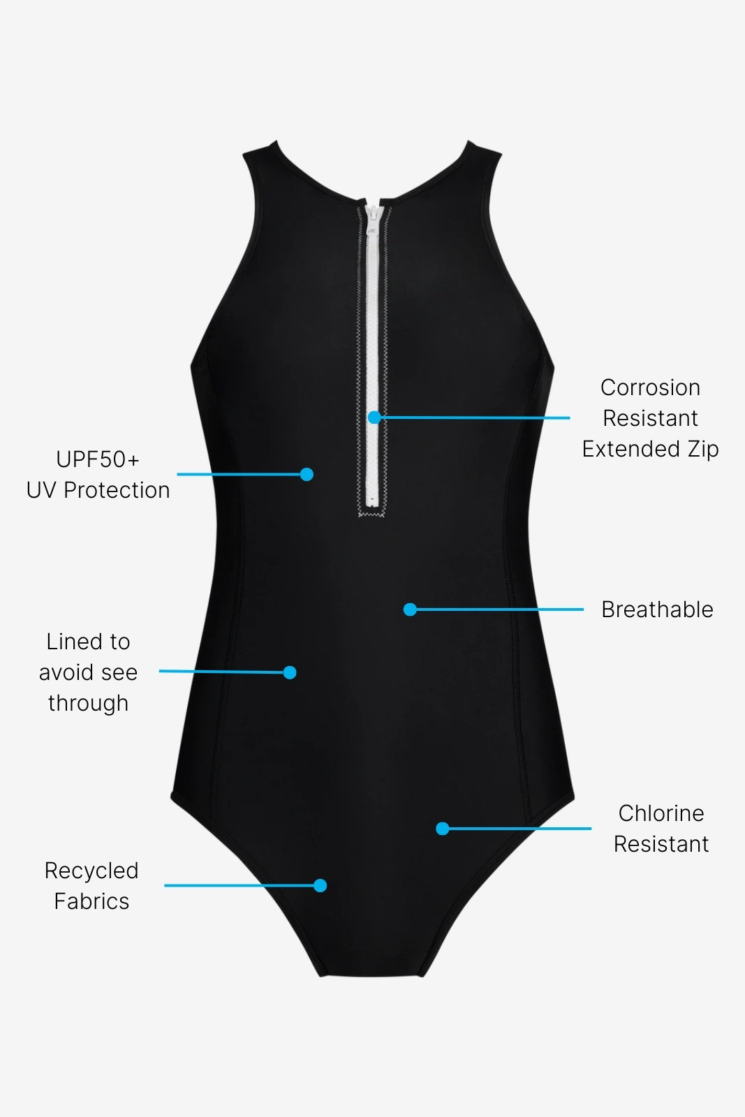 Yemaya One Piece Sleeveless Swimsuit ― Black