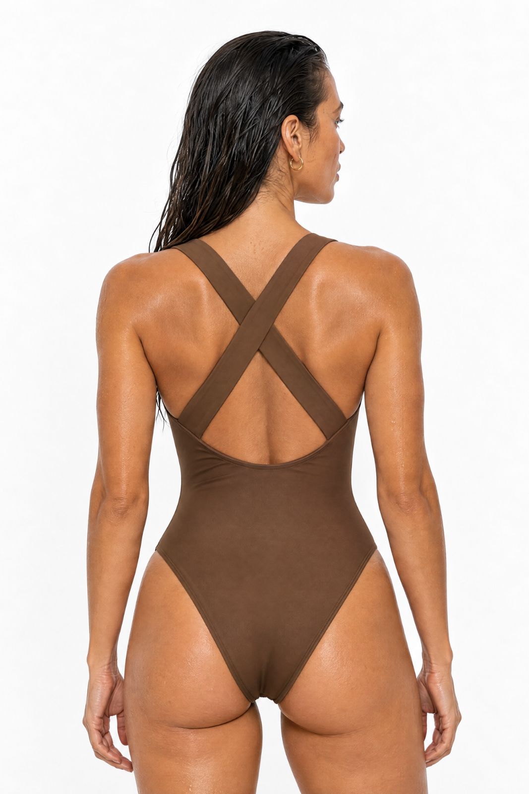 Nerida One Piece Swimsuit Scoop Neck ― Coffee