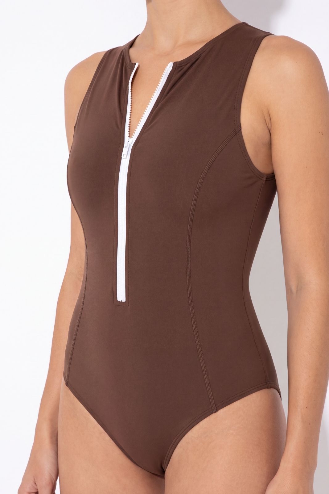 Yemaya One Piece Sleeveless Swimsuit ― Coffee