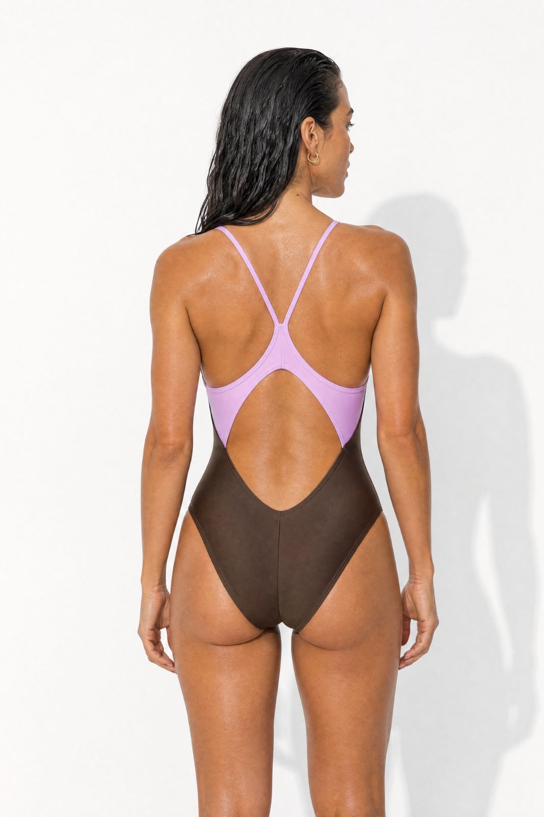 Liberty Racerback Swimsuit ― Coffee / Lilac