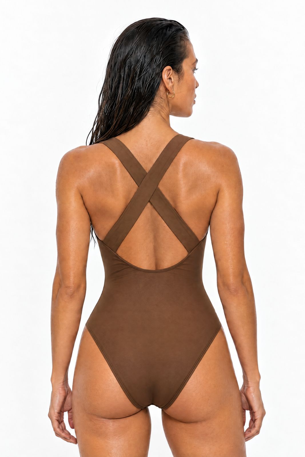 Nerida One Piece Swimsuit Scoop Neck ― Coffee