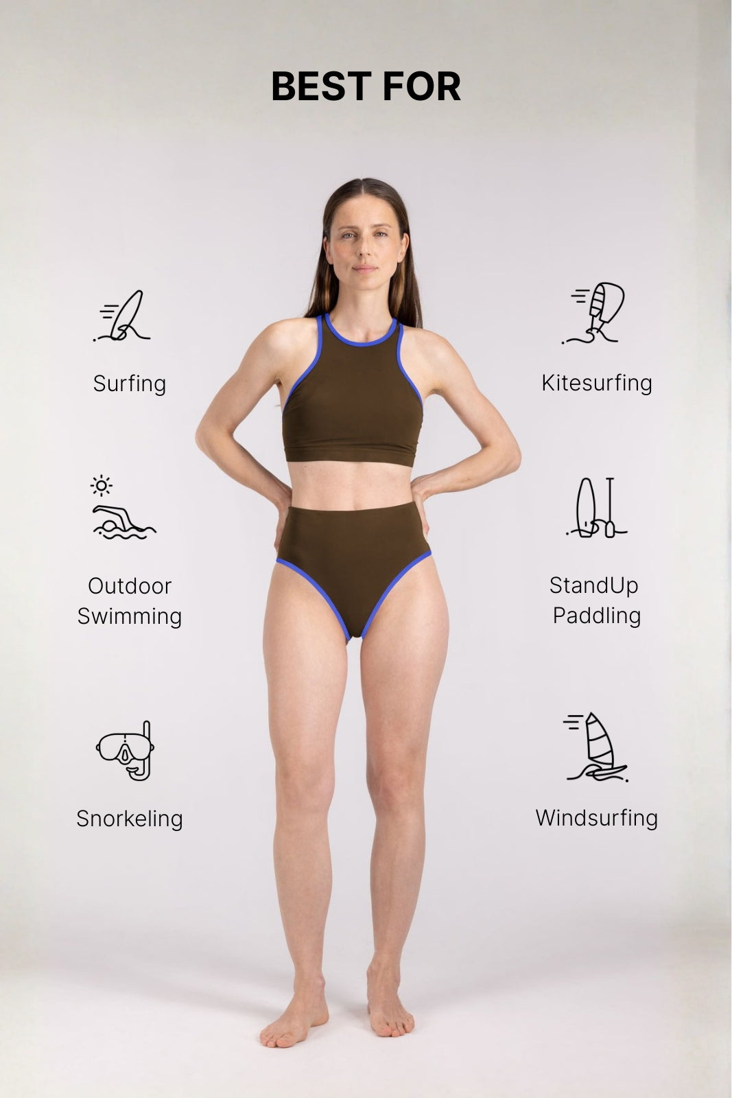 Bikini Top Racerfront Tie ― Coffee / Blue