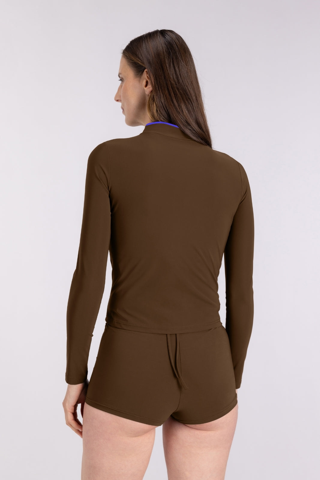 Rash Guard With Zip ― Coffee / Blue