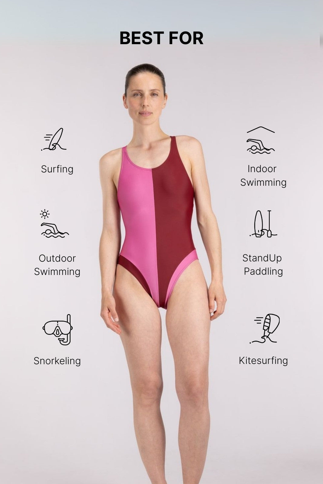 Liberty Racerback Swimsuit High Cut ― Red / Pink