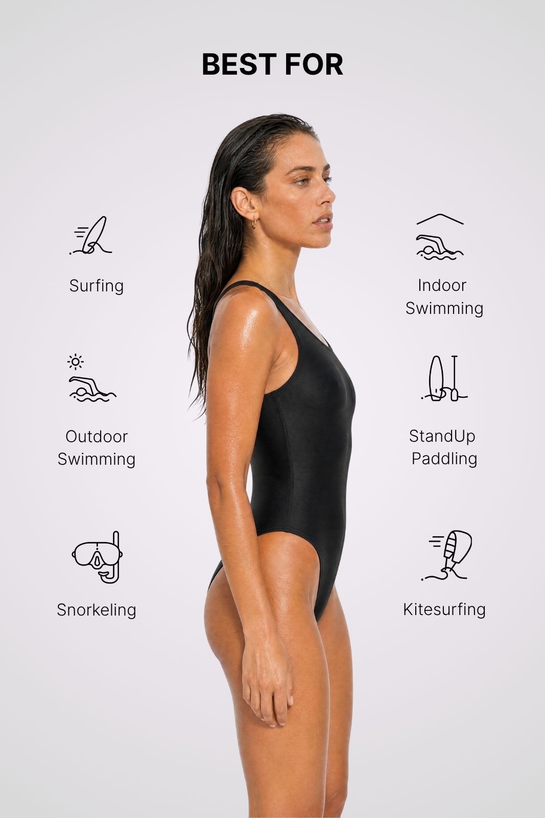 Liberty Racerback Swimsuit High Cut ― Black