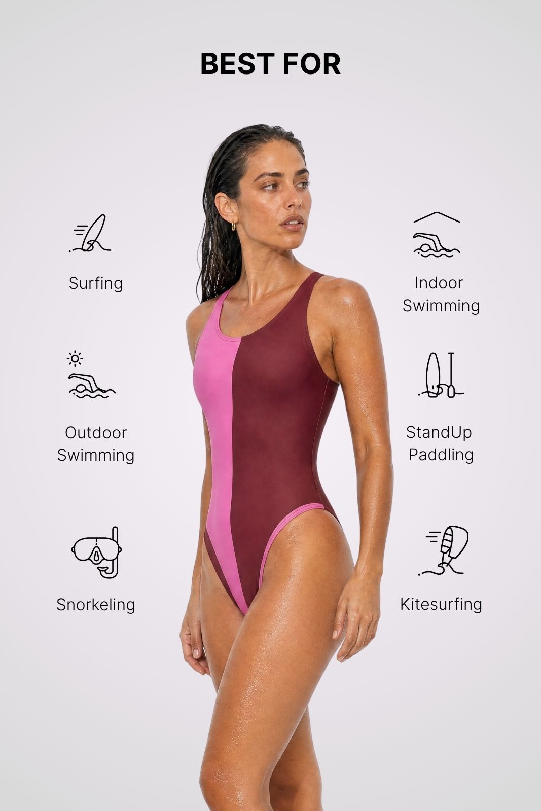 Liberty Racerback Swimsuit High Cut ― Red / Pink