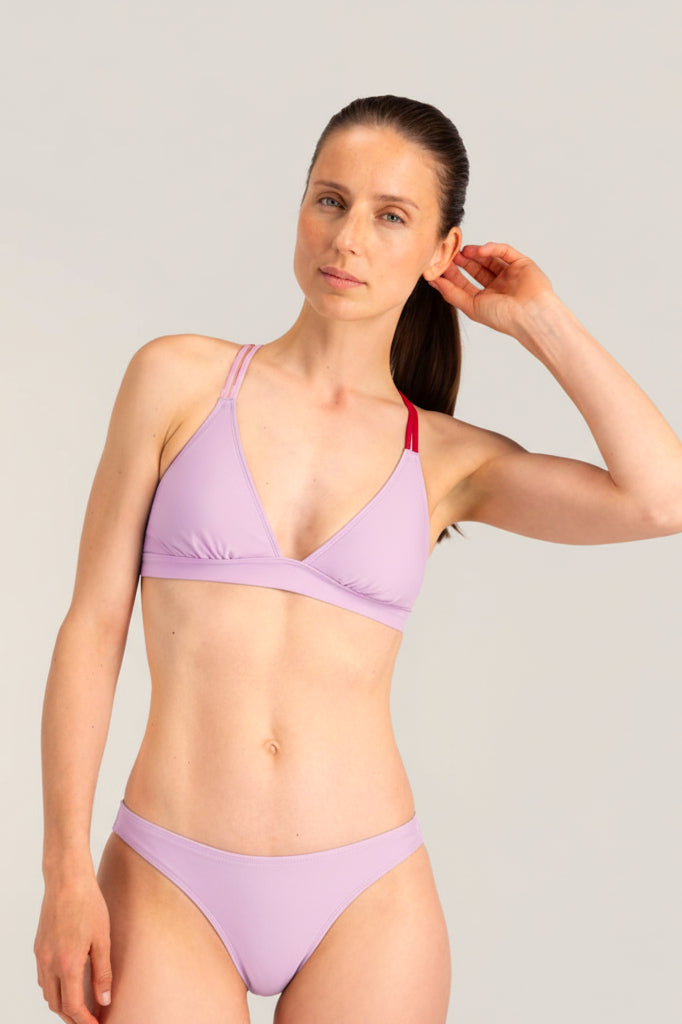 Bikini Top Cross ― Lilac / Red