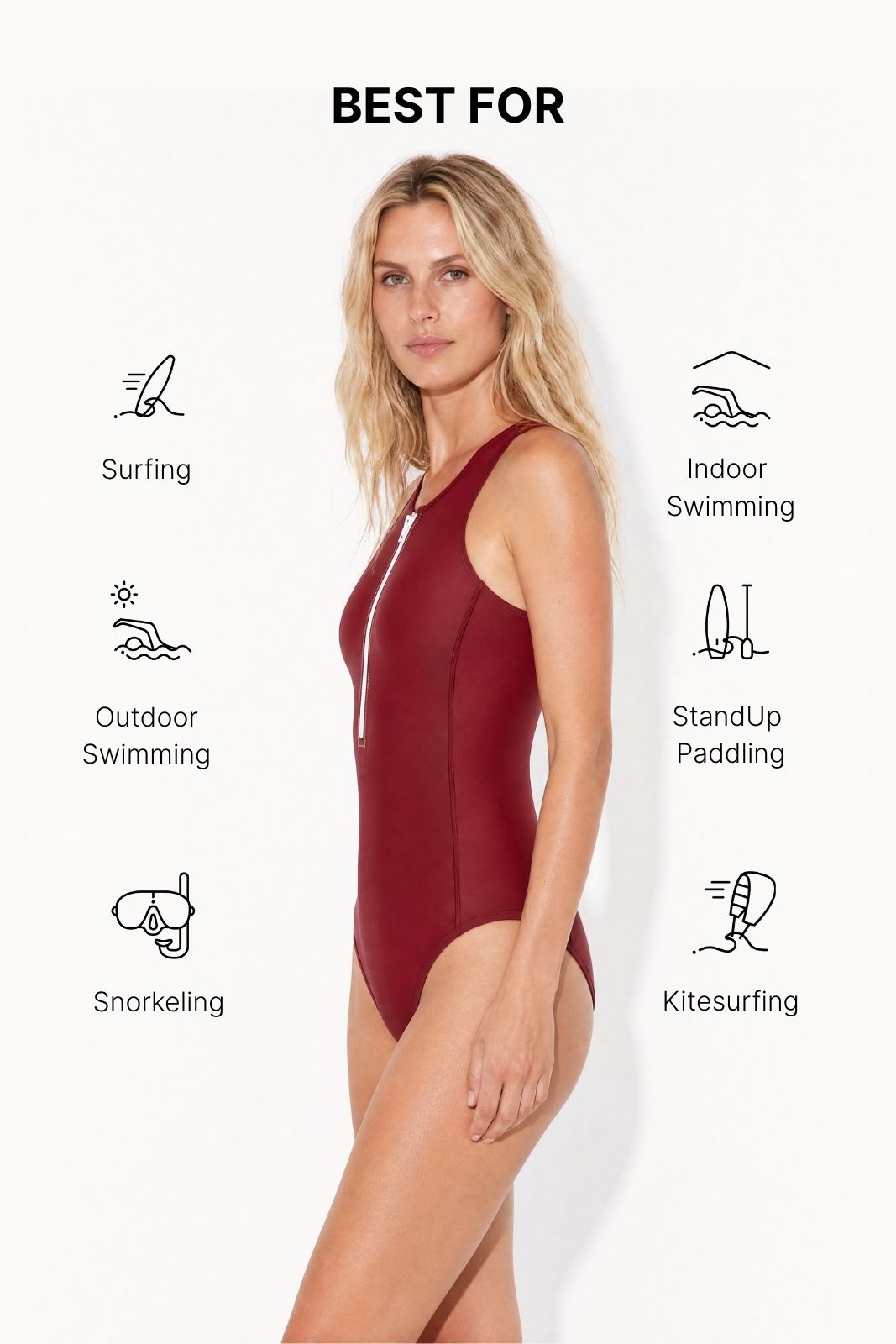 Yemaya One Piece Sleeveless Swimsuit ― Red