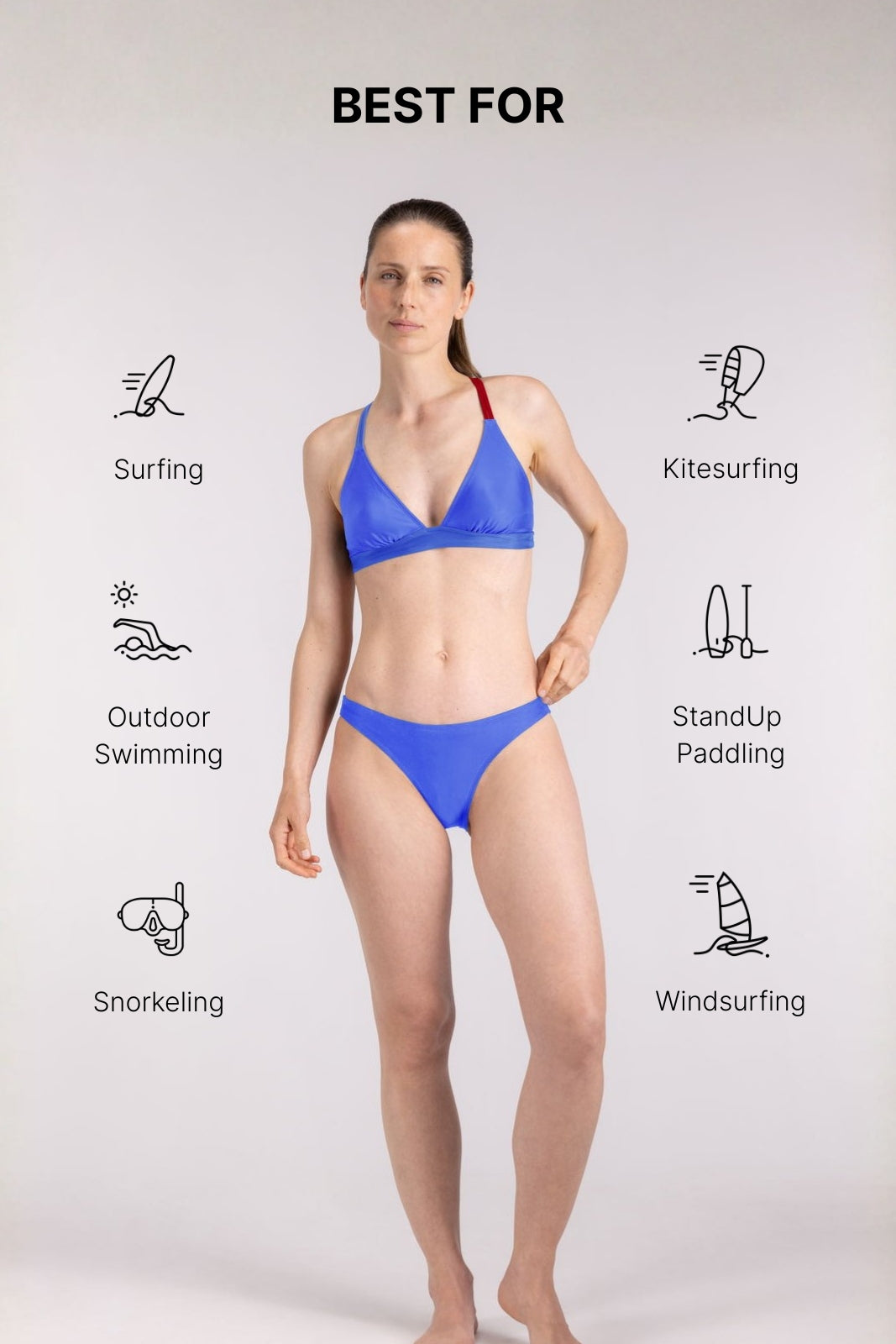 Bikini Top Cross ― Blue / Dark Red