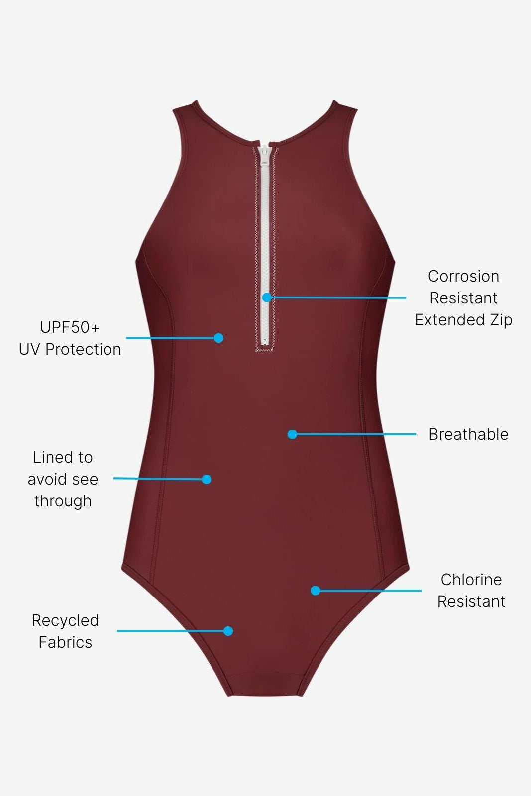 Yemaya One Piece Sleeveless Swimsuit ― Red