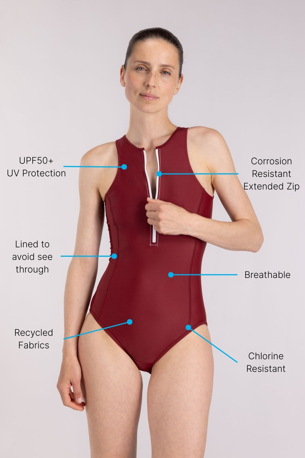 Yemaya One Piece Sleeveless Swimsuit ― Red