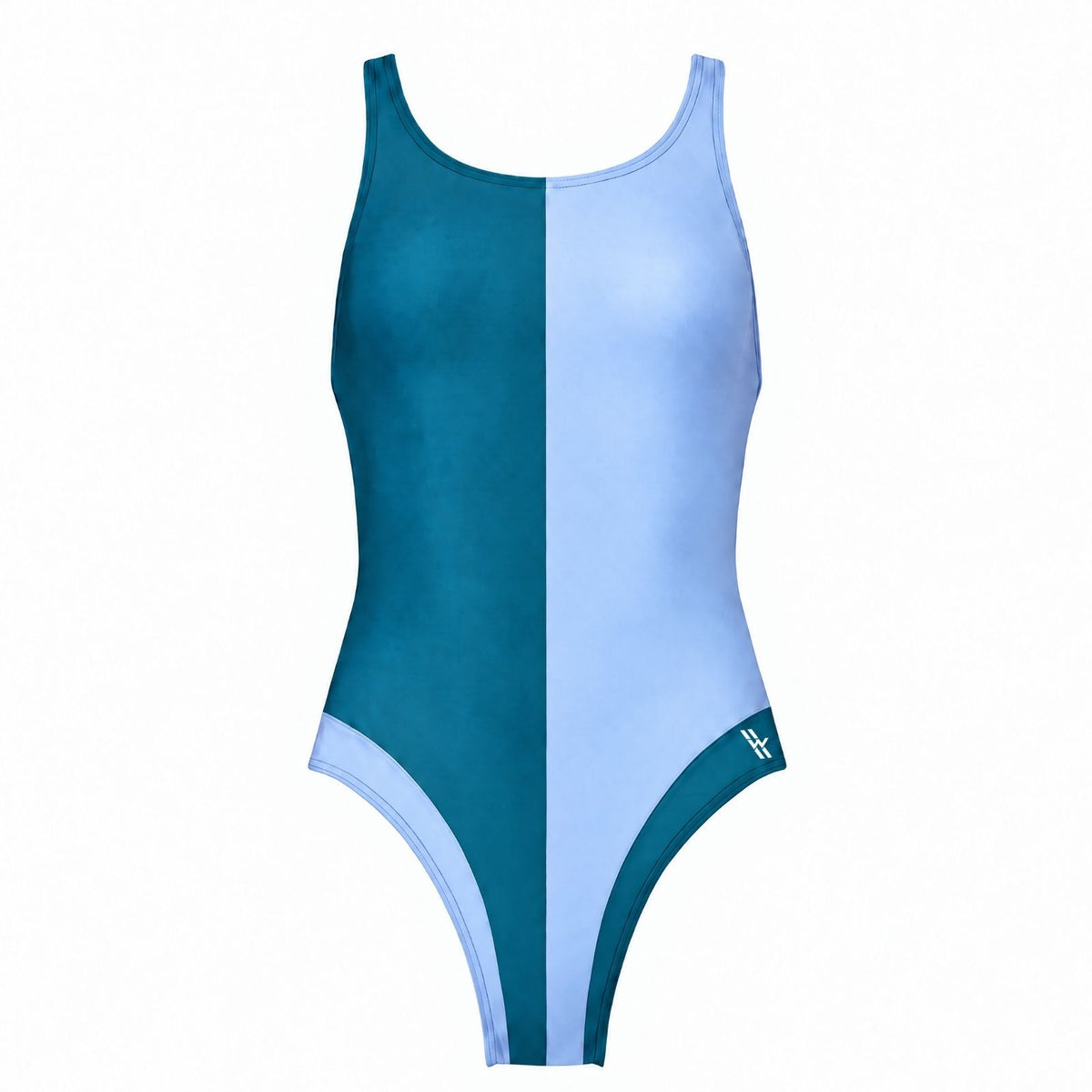 Liberty Racerback Swimsuit High Cut ― Teal / Light Blue