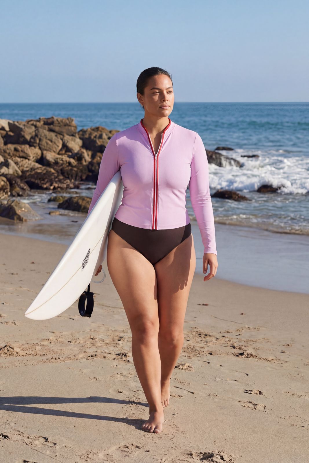 Rash Guard With Zip ― Lilac / Red