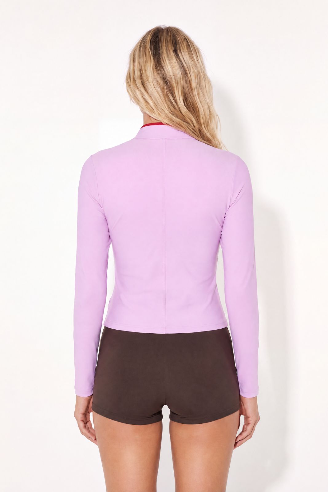 Rash Guard With Zip ― Lilac / Red