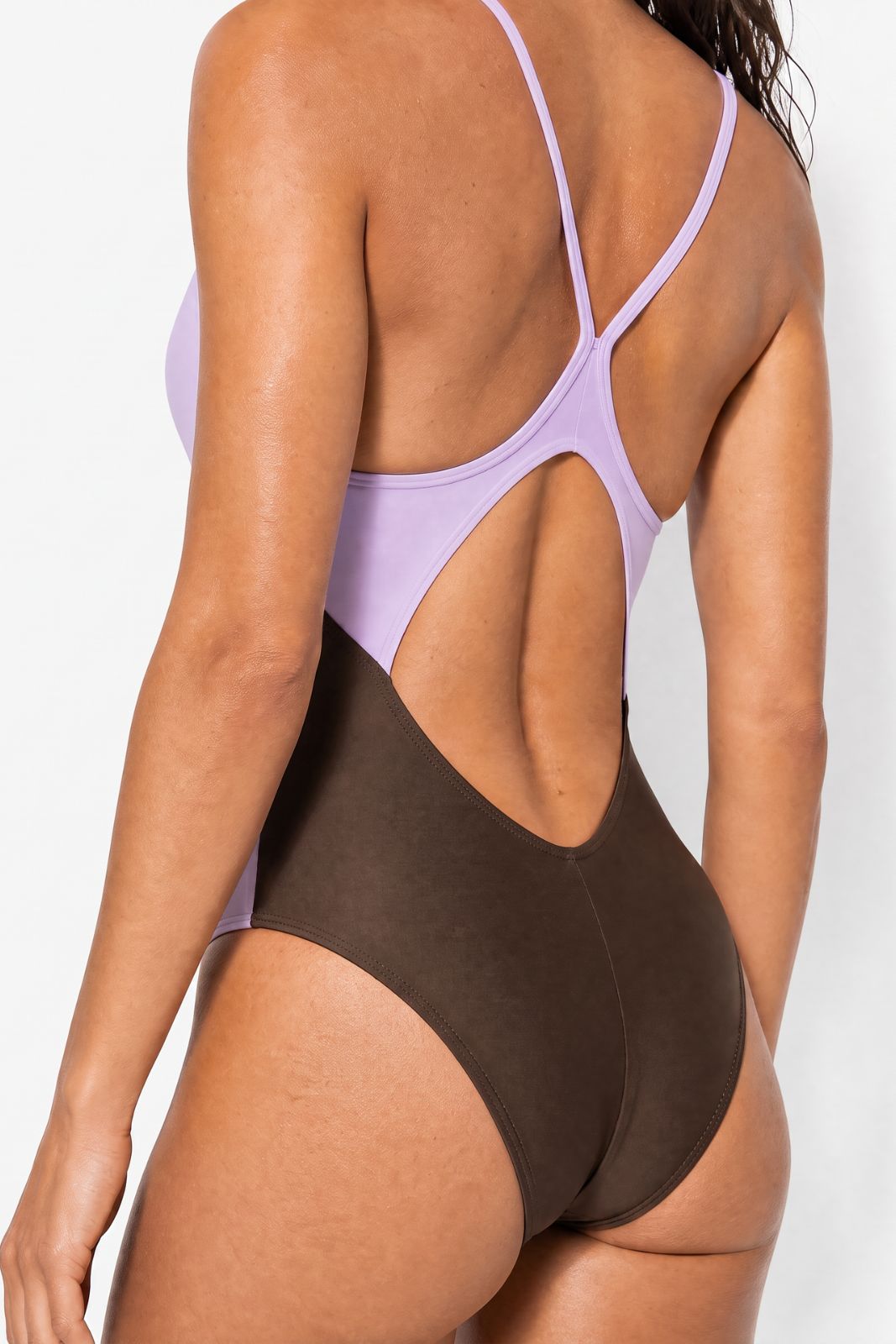 Liberty Racerback Swimsuit ― Coffee / Lilac