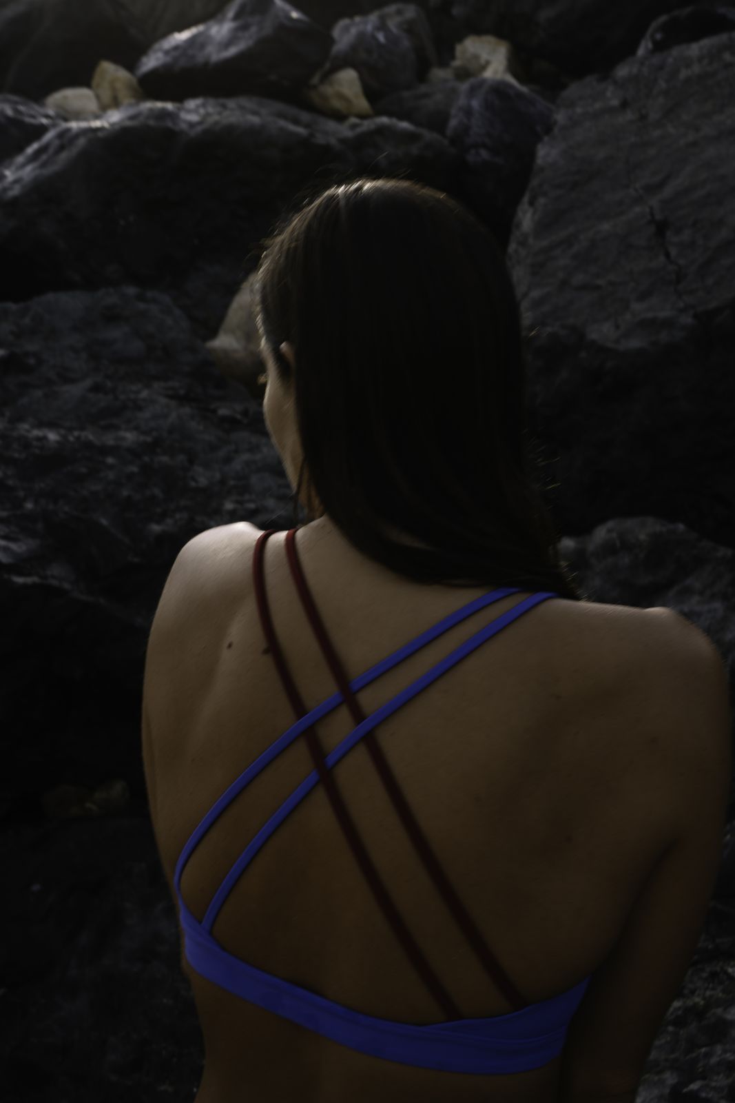 Bikini Top Cross ― Blue / Dark Red