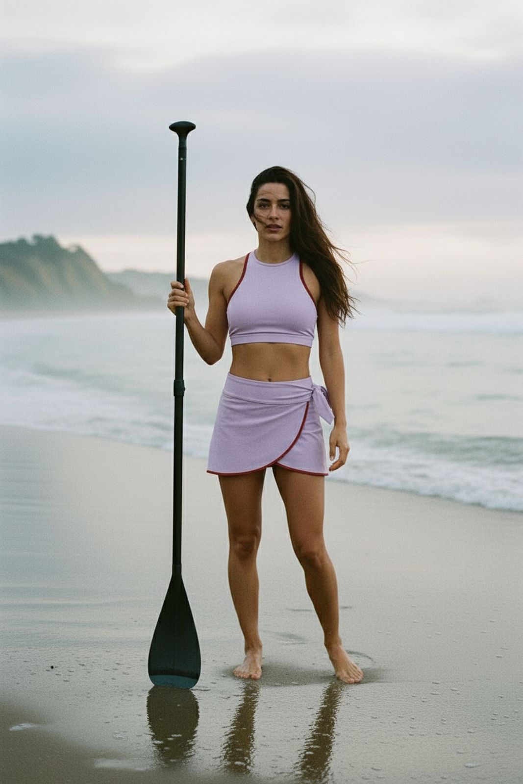 Bikini Top Racerfront Tie ― Lilac / Red