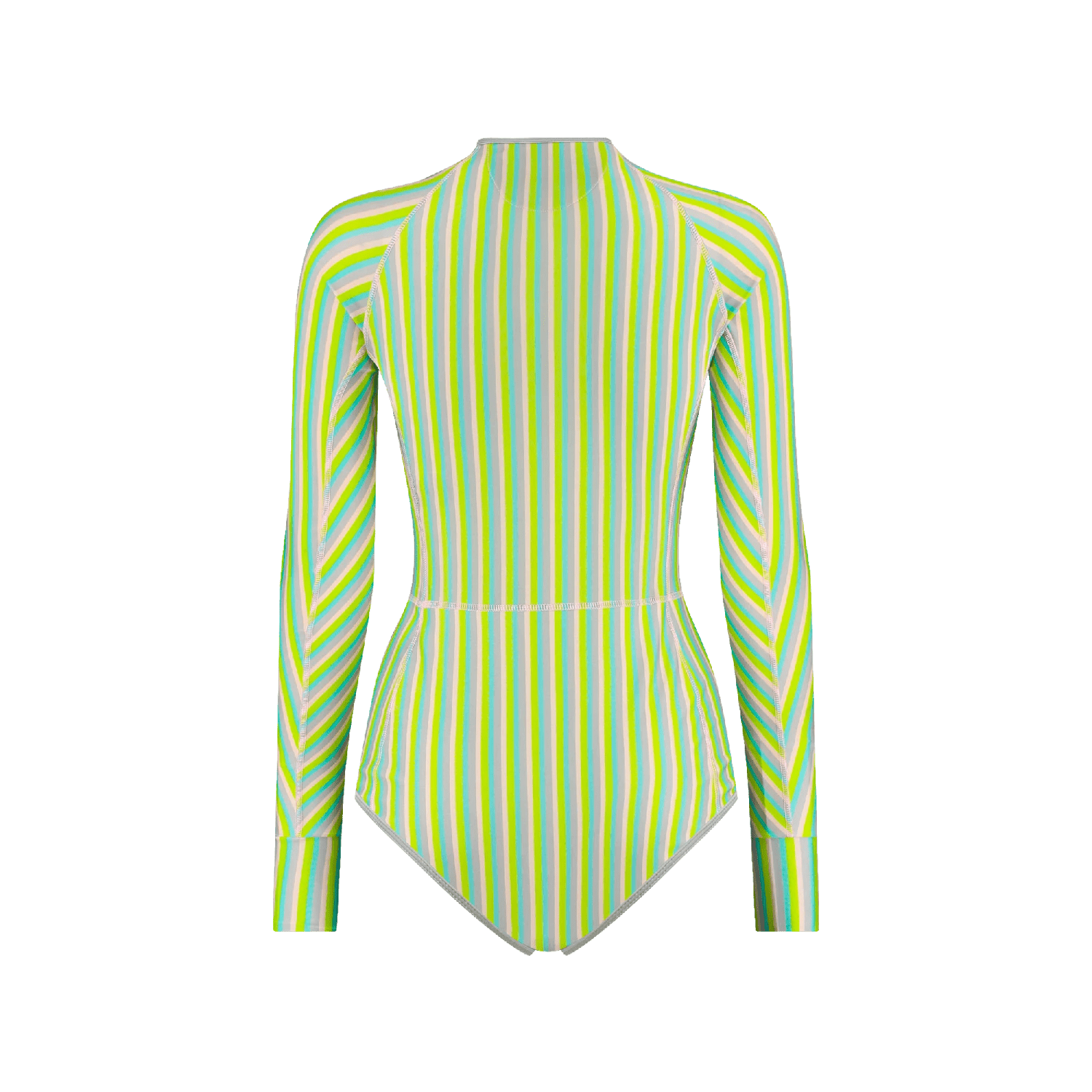 Women s One Piece Longsleeve Swimsuit for Water Sports Stripes