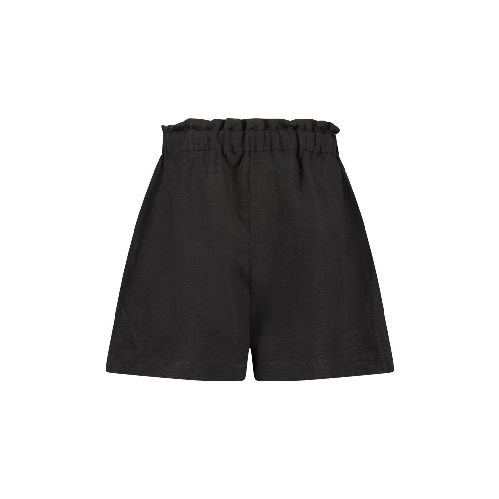 WALLIEN summer shorts in midnight black with elastic waistband and relaxed fit design, on a white background