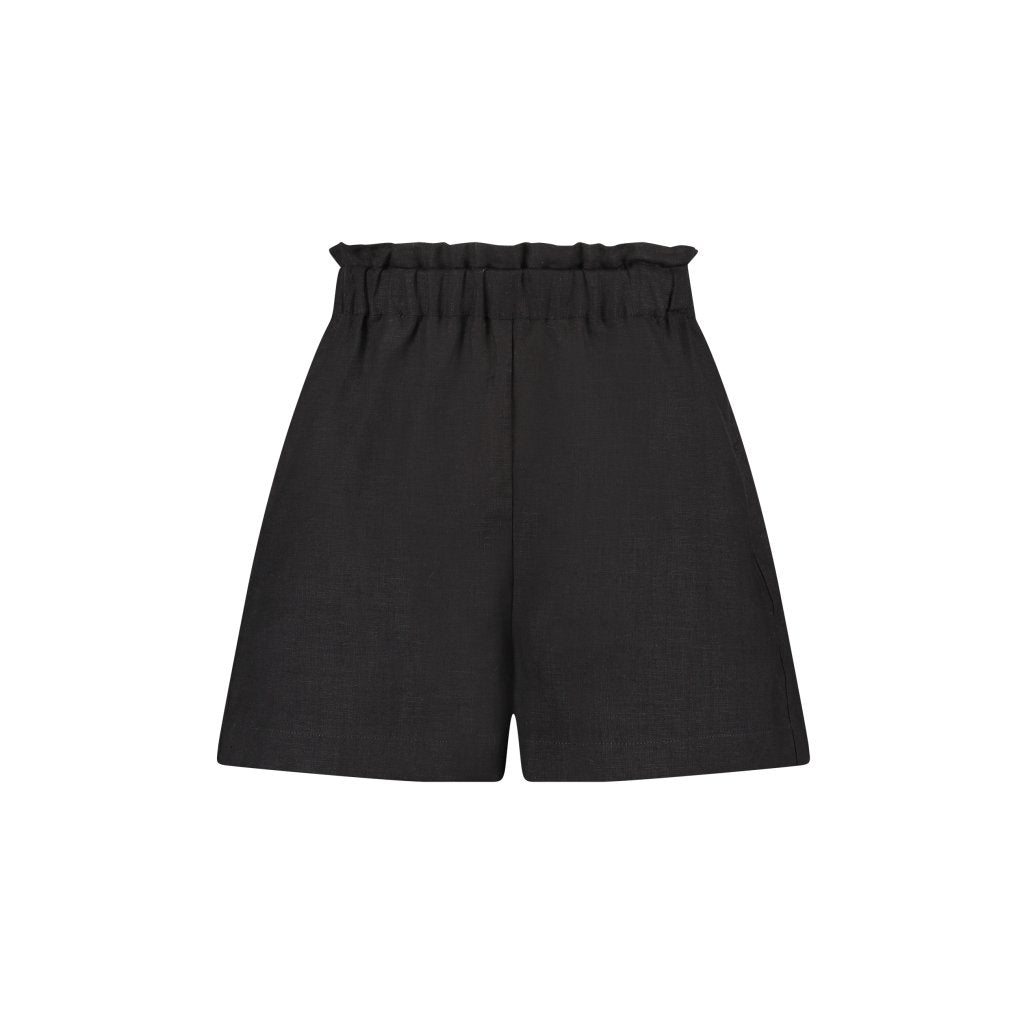 WALLIEN summer shorts in midnight black with elastic waistband and relaxed fit design, on a white background