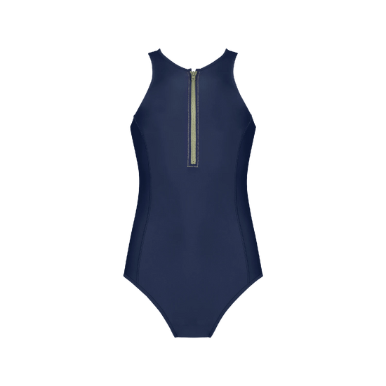 Women s Chlorine Proof One Piece Swimsuit in Blue UPF50 WALLIEN