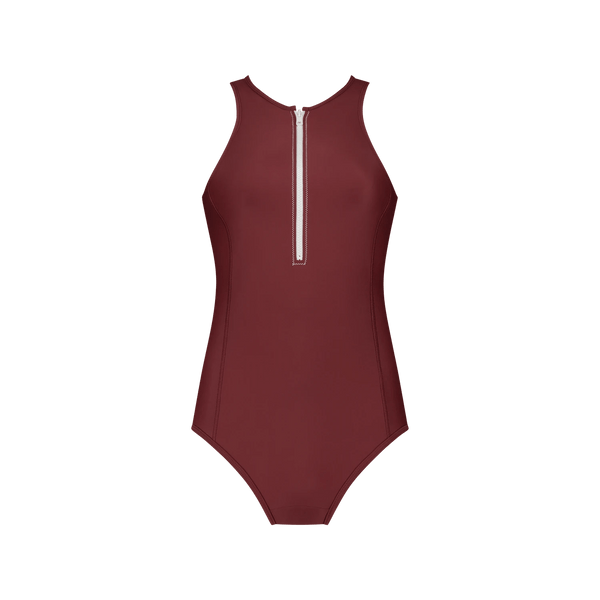 Red zip swimsuit shop